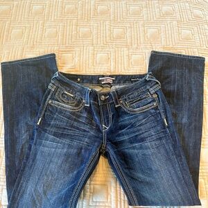 Rerock for Express womens dark blue barely boot Jeans